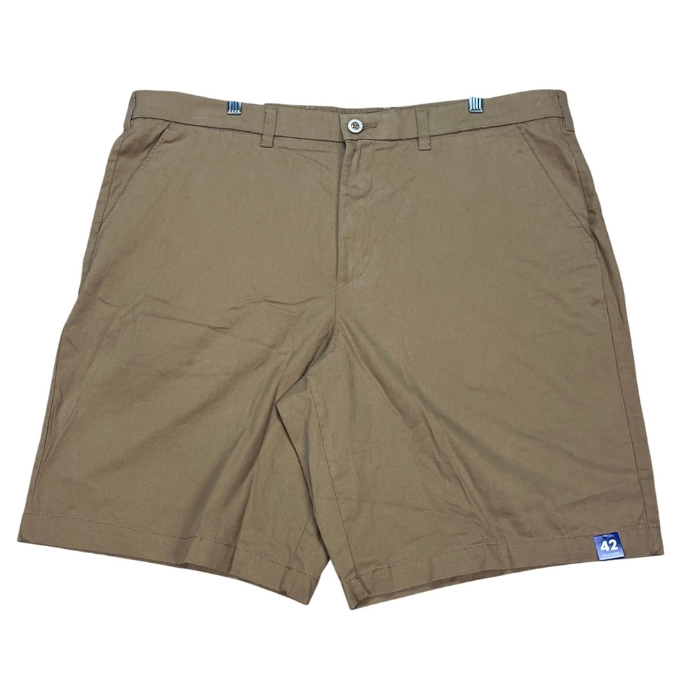 APT 9 Mens Size 42 Tan Premier Flex Flat Front Shorts Cotton Blend Summer Casual